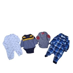 Bundle Of Boy's Winter 0-3 Mo. Onsies And One Piece Outfits